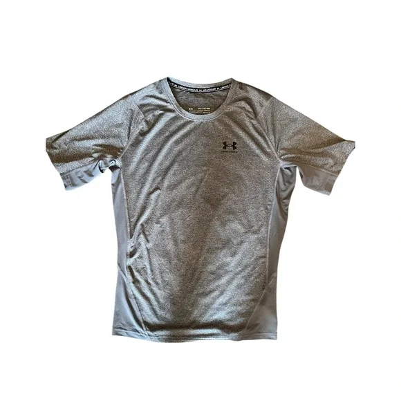 Under Armour Shirt Mens 2XL XXL Gray Short Sleeve Compression Heat Gear Active - Picture 2 of 3